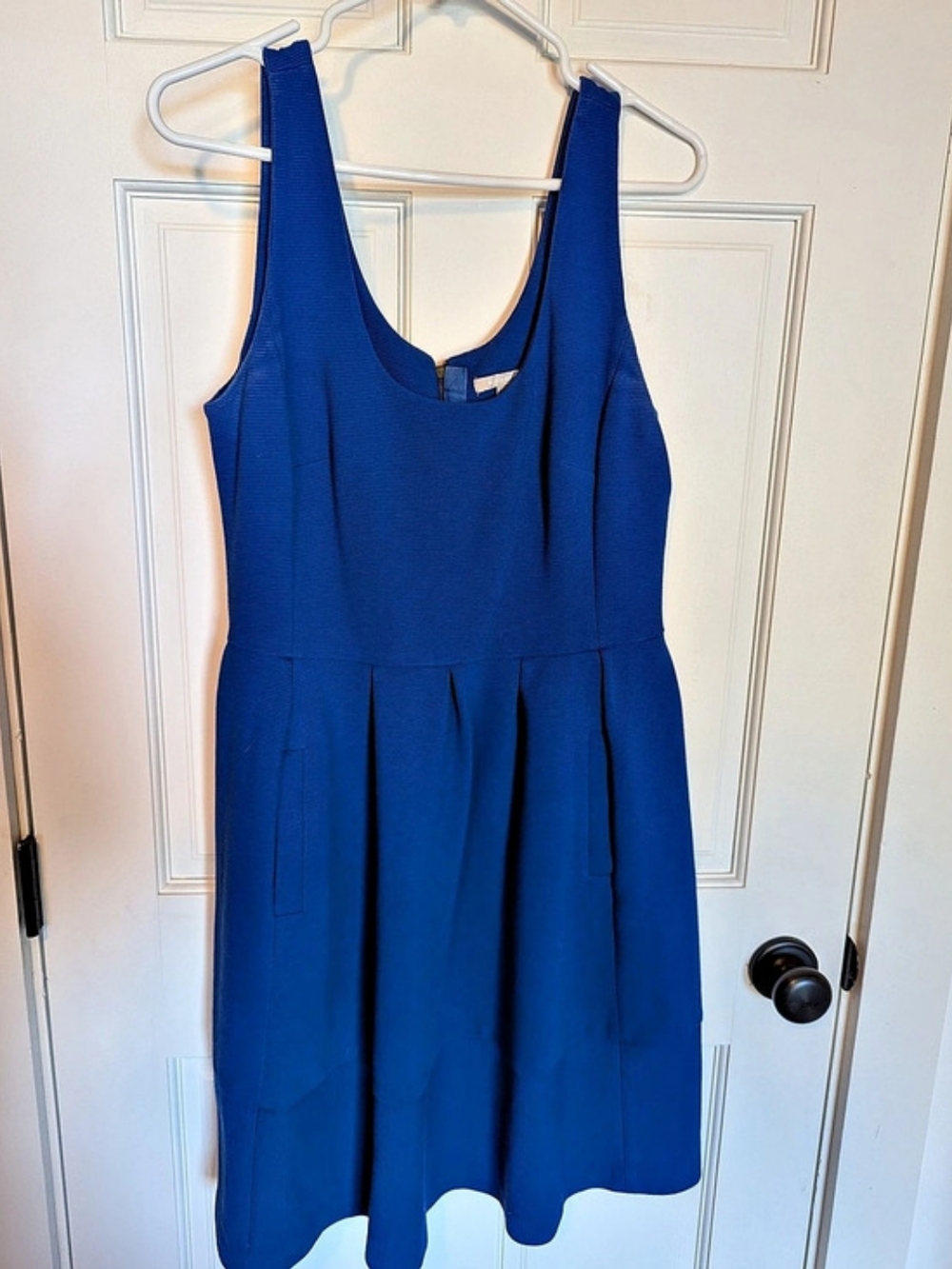 Banana Republic Textured Fit and Flare Dress Blue Midi Size 12